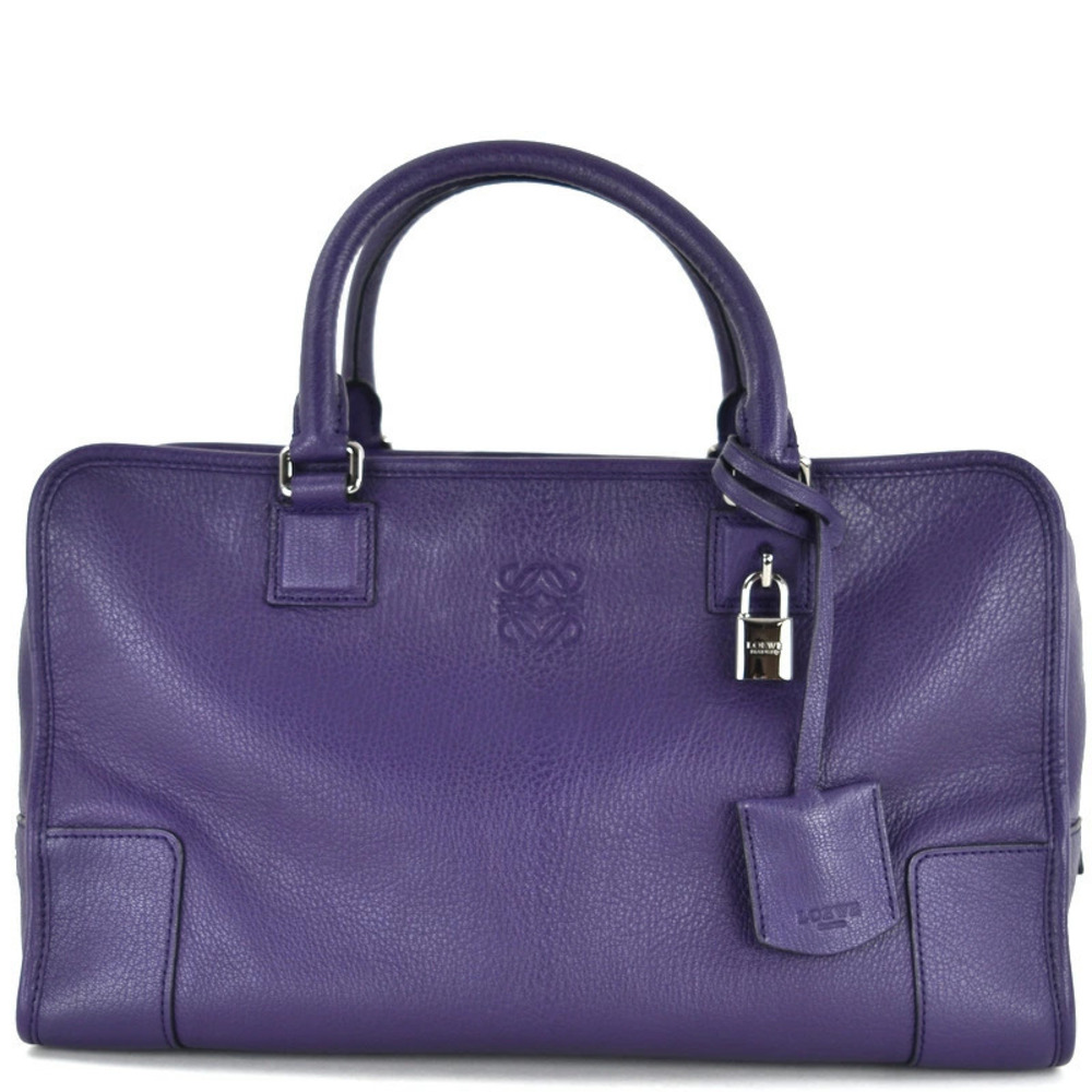 Loewe Amazona Bag Leather Purple Handbag Tote Purse One